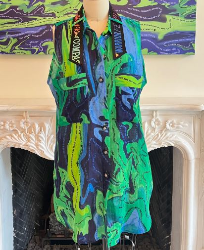 Believe Sleeveless Shirt Green blue watercolor
