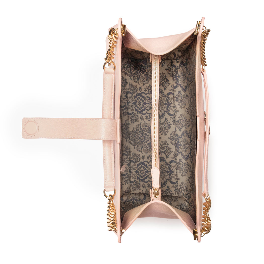 Empire Cheetah Hobo Bag: Designer Shoulder Bag in Nude-Pink Leather