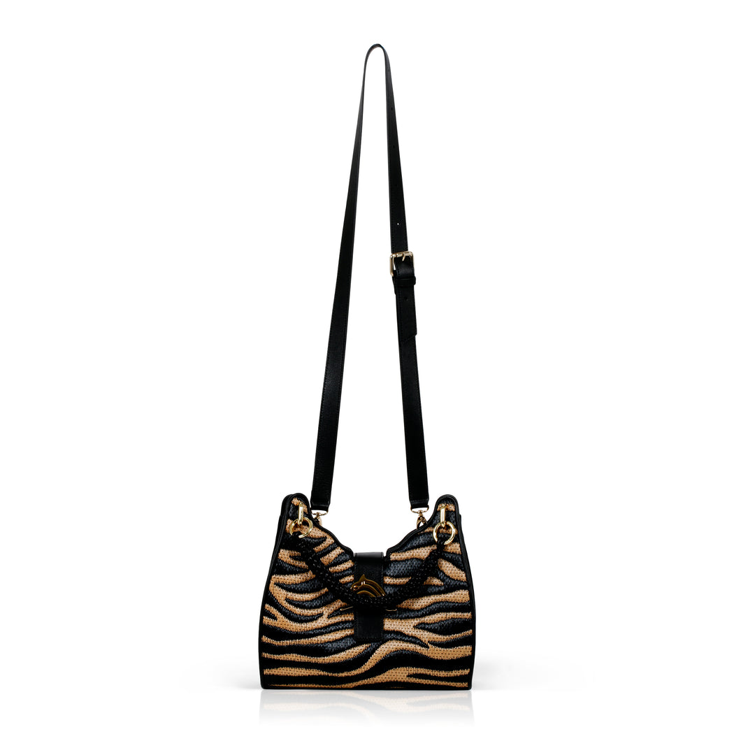 Empire Cheetah Mini Hobo Bag: Designer Bag in Raffia