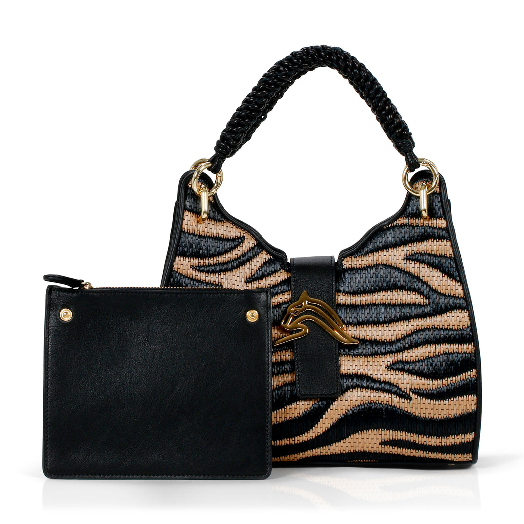 Empire Cheetah Mini Hobo Bag: Designer Bag in Raffia