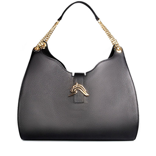 Empire Cheetah Hobo Bag: Designer Shoulder Bag in Black Leather