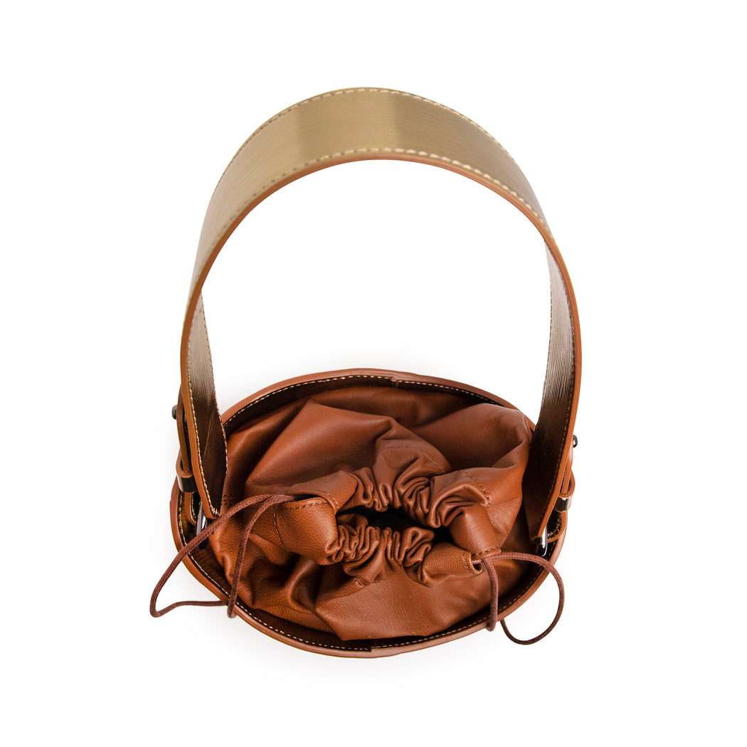 Dune Mini Bucket Bag: Designer Handbag in Gold