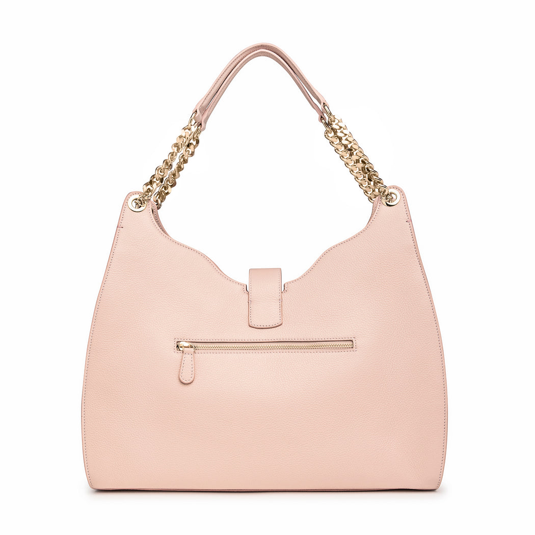 Empire Cheetah Hobo Bag: Designer Shoulder Bag in Nude-Pink Leather