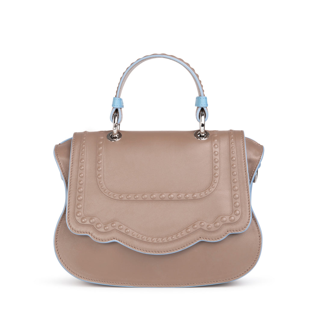 Audrey Discrete Crossbody: Taupe Designer Crossbody Bag