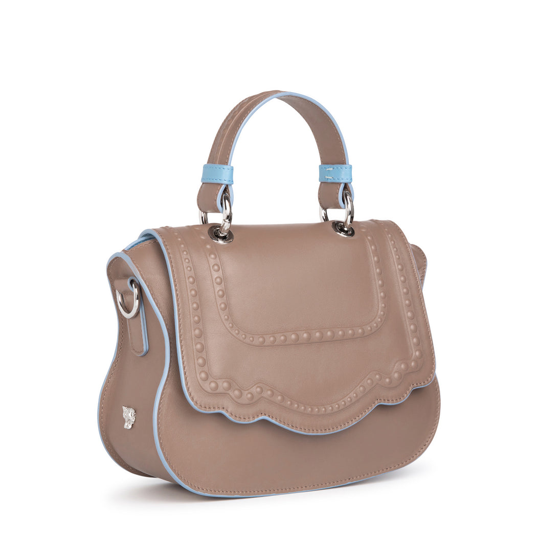 Audrey Discrete Crossbody: Taupe Designer Crossbody Bag