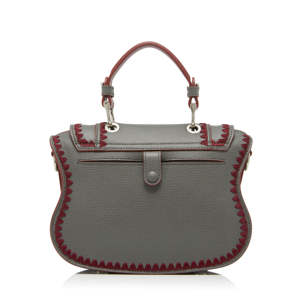 Audrey Crossbody: Designer Crossbody in Grey/Red