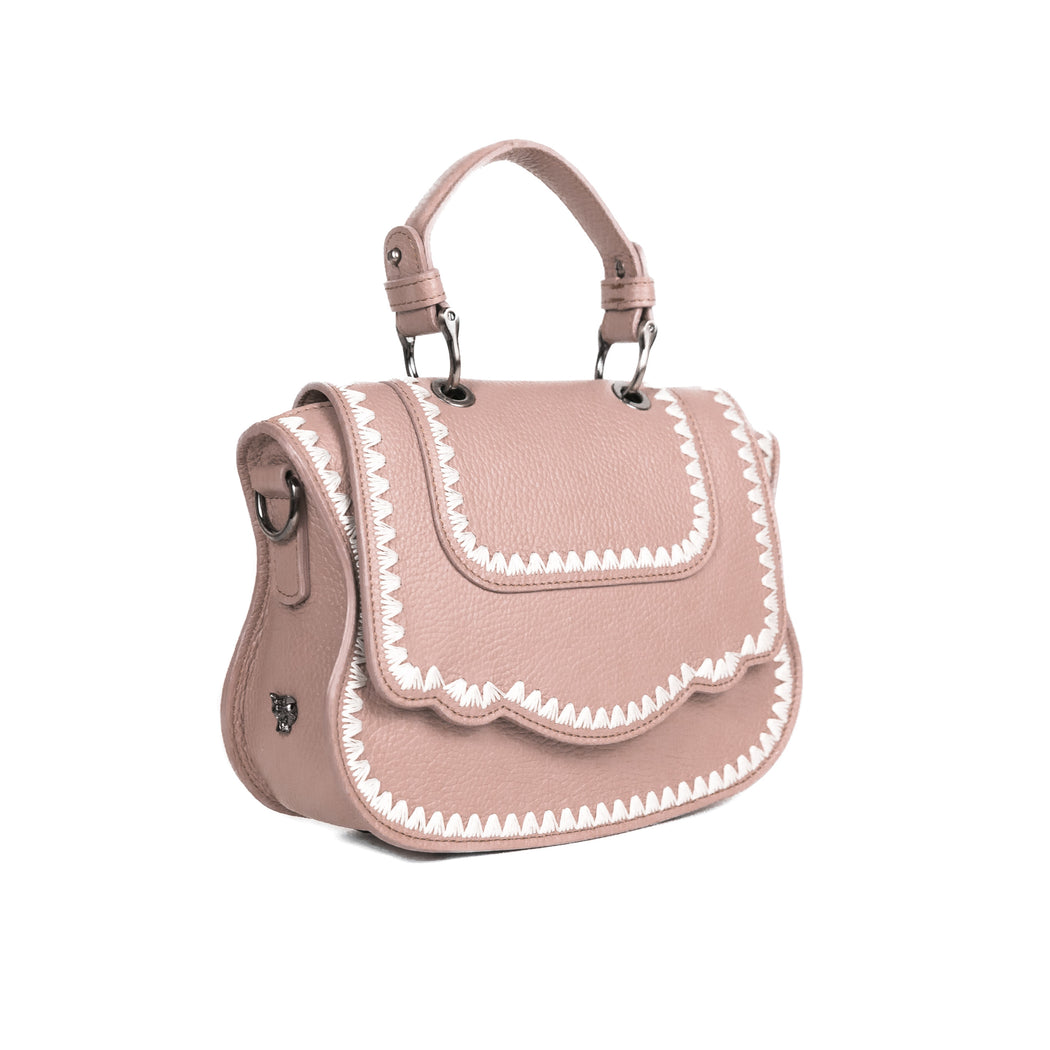 Audrey Crossbody: Designer Crossbody Bag in Blush/Ivory