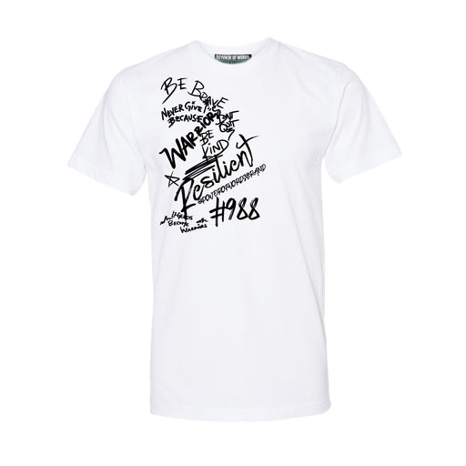 Warrior Adult Tee in White with Black