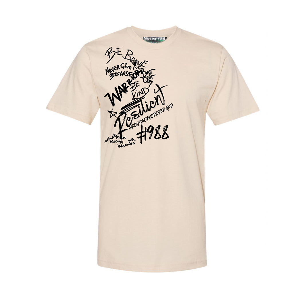 Warrior Adult Tee in Cream with Black