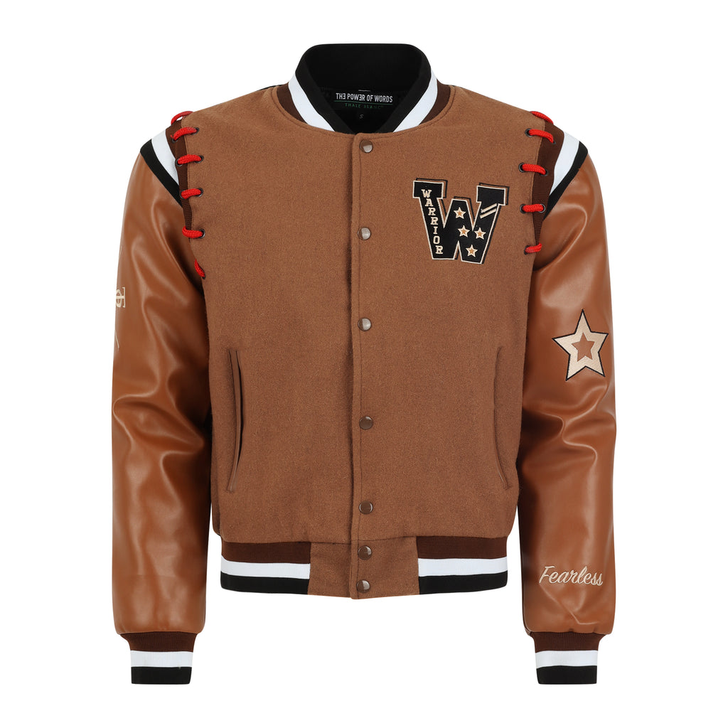 ★OY★ZIGZAG EMBROIDERY VARSITY JACKET - BROWN★正規品/人気 OY/オーワイ』 ZIGZAG EMBROIDERY VARSITY JACKET/エンブロイ