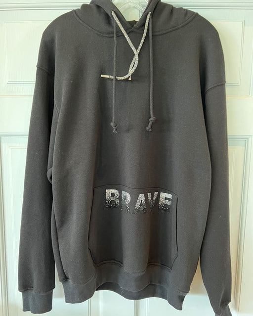 Brave crystal hoodie sweatshirt in Black with Crystals