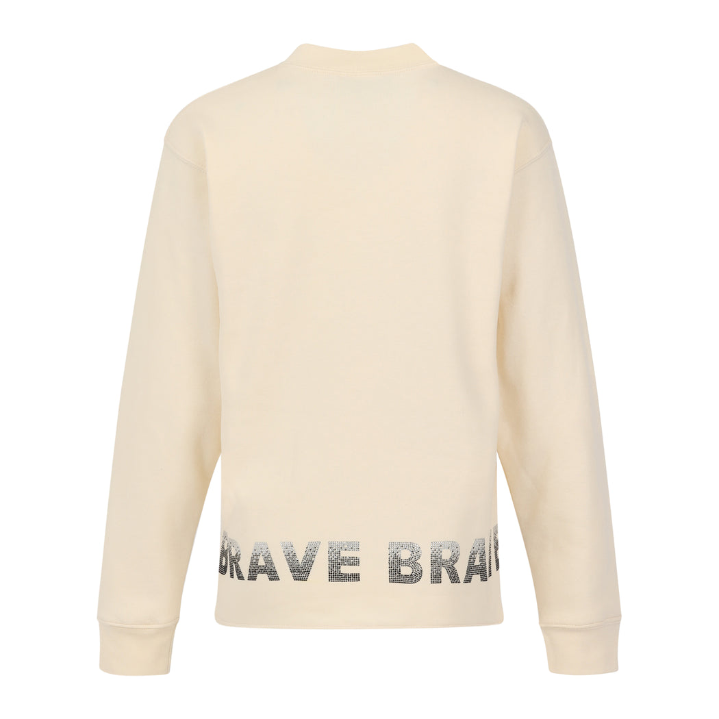 Raw Edge Brave Crewneck Sweatshirt in Cream Crystal