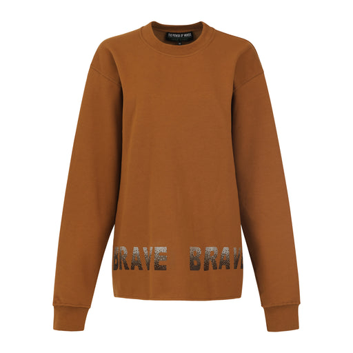Raw Edge Brave Crewneck Sweatshirt in Caramel Crystal