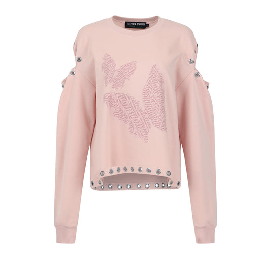 Flutter Cold Shoulder Crew Neck Sweatshirt