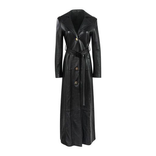 5th Ave long Leather coat in black