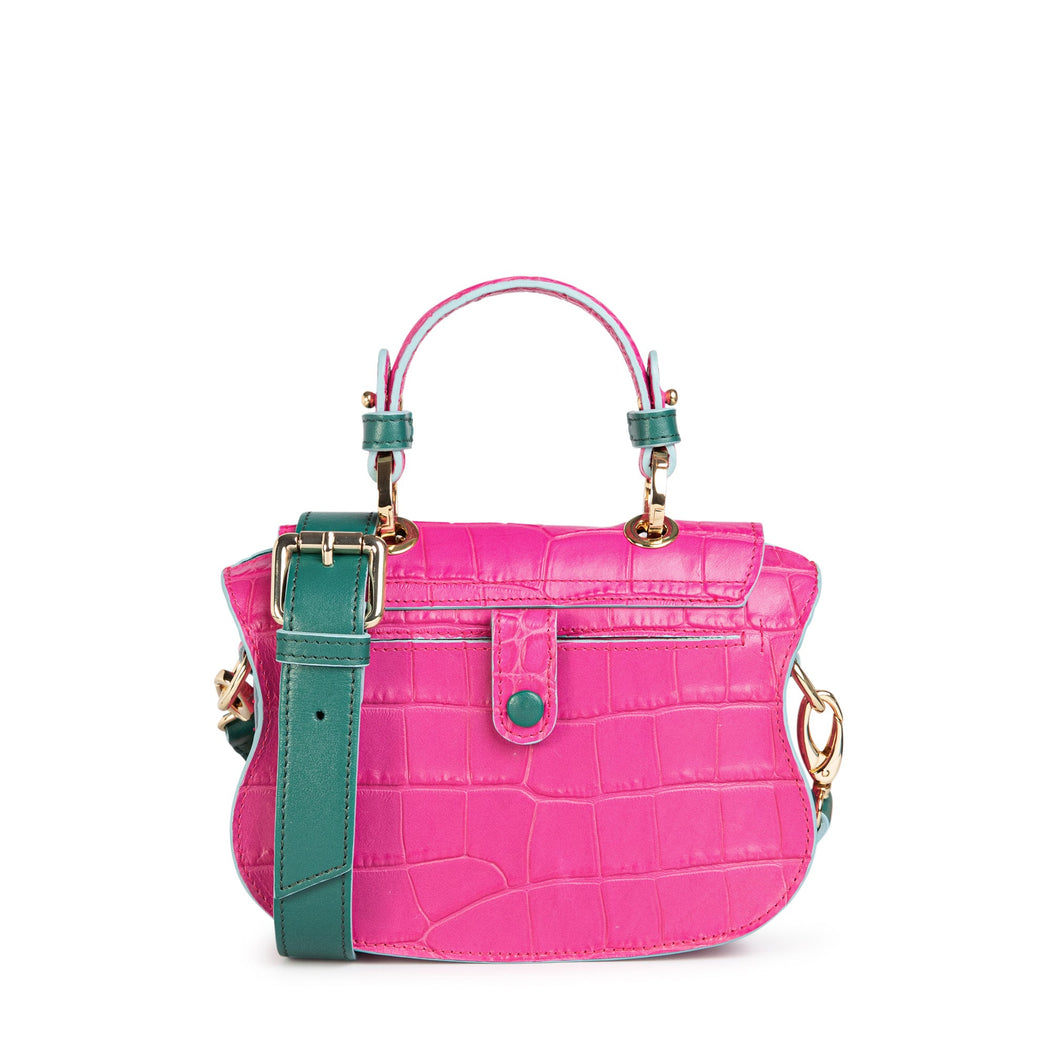 Designer crossbody purse: Croc-embossed bag